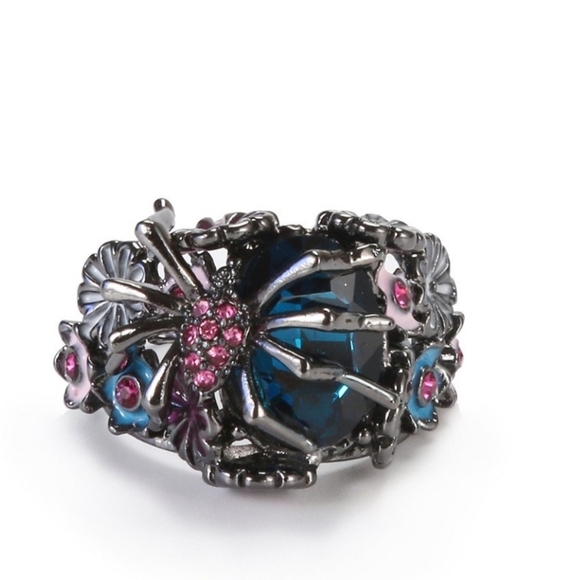 925 stamped sterling silver Crystal spider accent rings size 6 7 8 9 - Picture 5 of 16